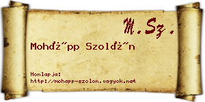 Mohápp Szolón névjegykártya